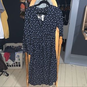 Blue Floral Madewell Midi Dress